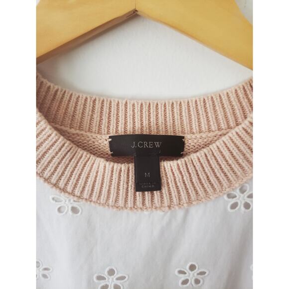 J.Crew Short Sleeve Sweater With Eyelet Detail Size Medium - Picture 4 of 5